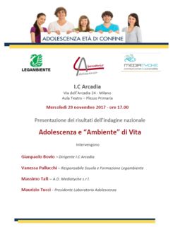 Mercoledì 29 Novembre - Presentazione risultati in...