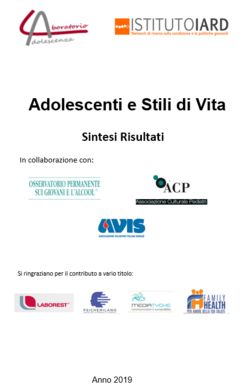 Indagine "Adolescenti e Stili di Vita"  -  2019 - ...