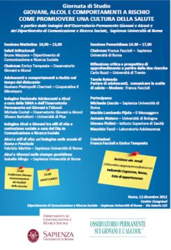 Giovani, alcol e comportamenti a rischio: 12 dicem...