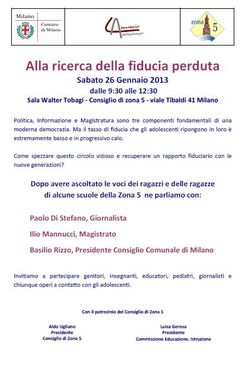 “Alla ricerca della fiducia perduta” -  26 Gennaio...