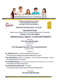 "Adolescenti e sport": 16 ottobre 2013
